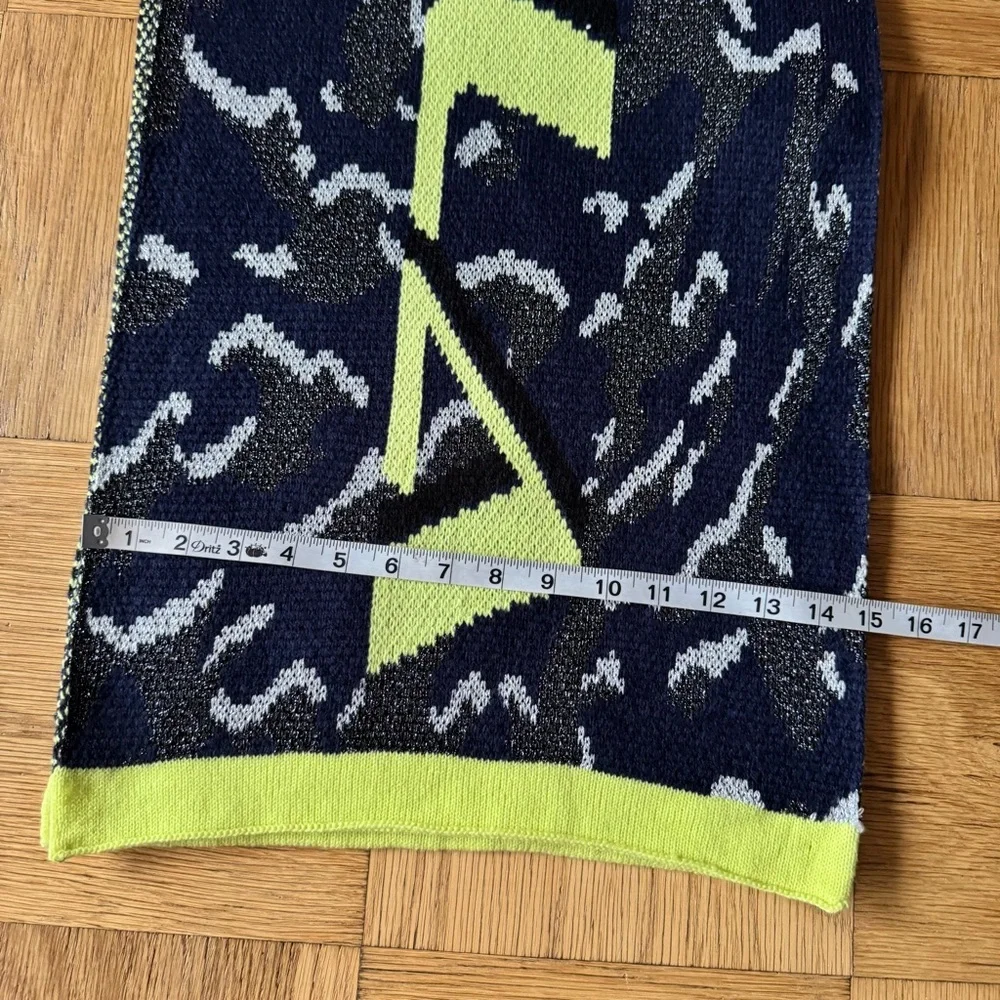 Bimba Y Lola Large Knit Scarf Green Blue Logo